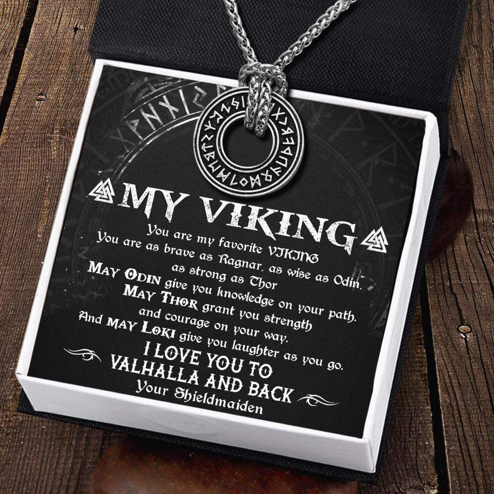 Viking Rune Necklace - My Viking - I Love You To Valhalla And Back - Gndy26001