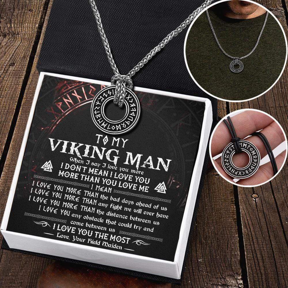 Viking Rune Necklace - To My Viking Man - I Love You The Most  - Gndy26003