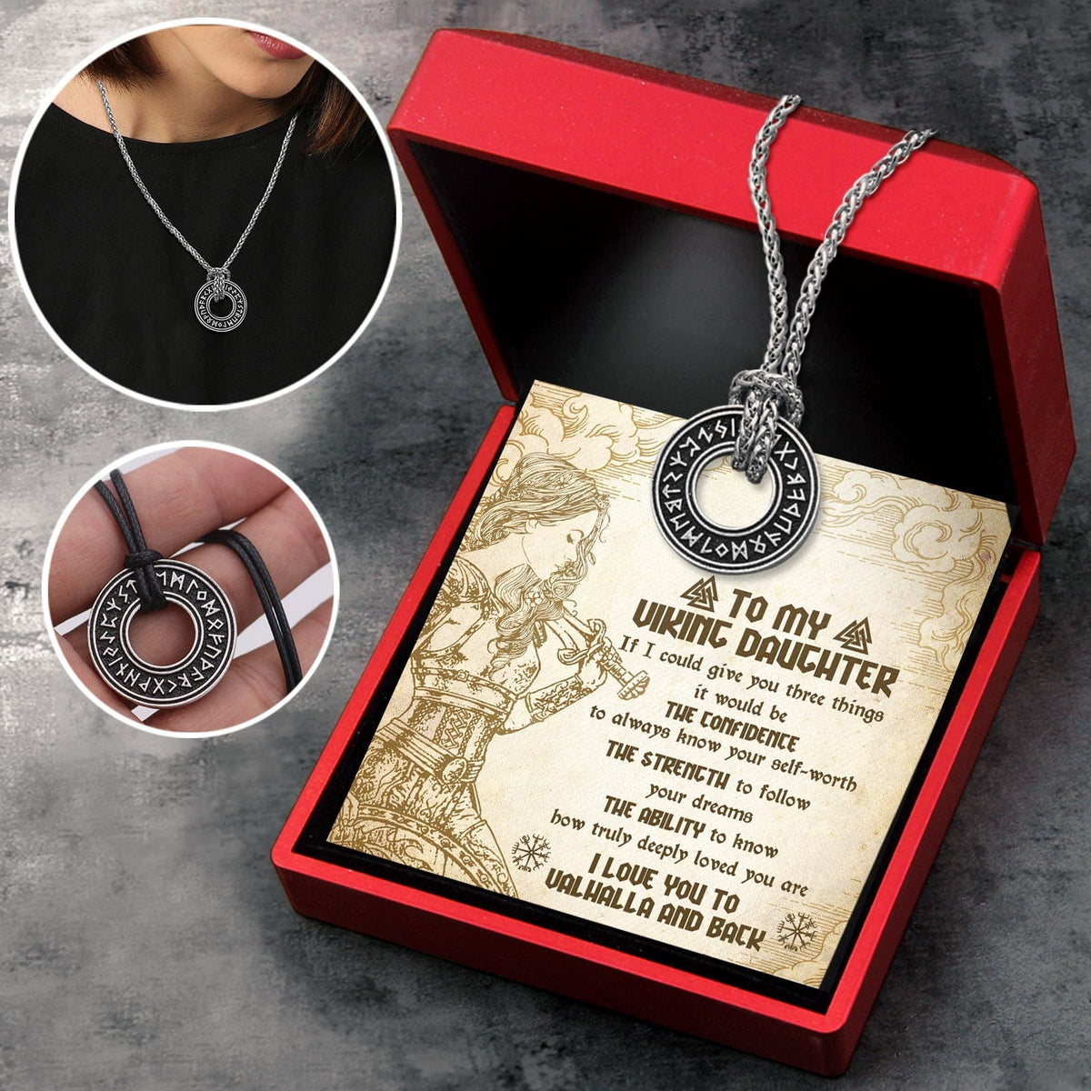 Viking Rune Necklace - Viking - To My Daughter - I Love You To Valhalla And Back - Gndy17003