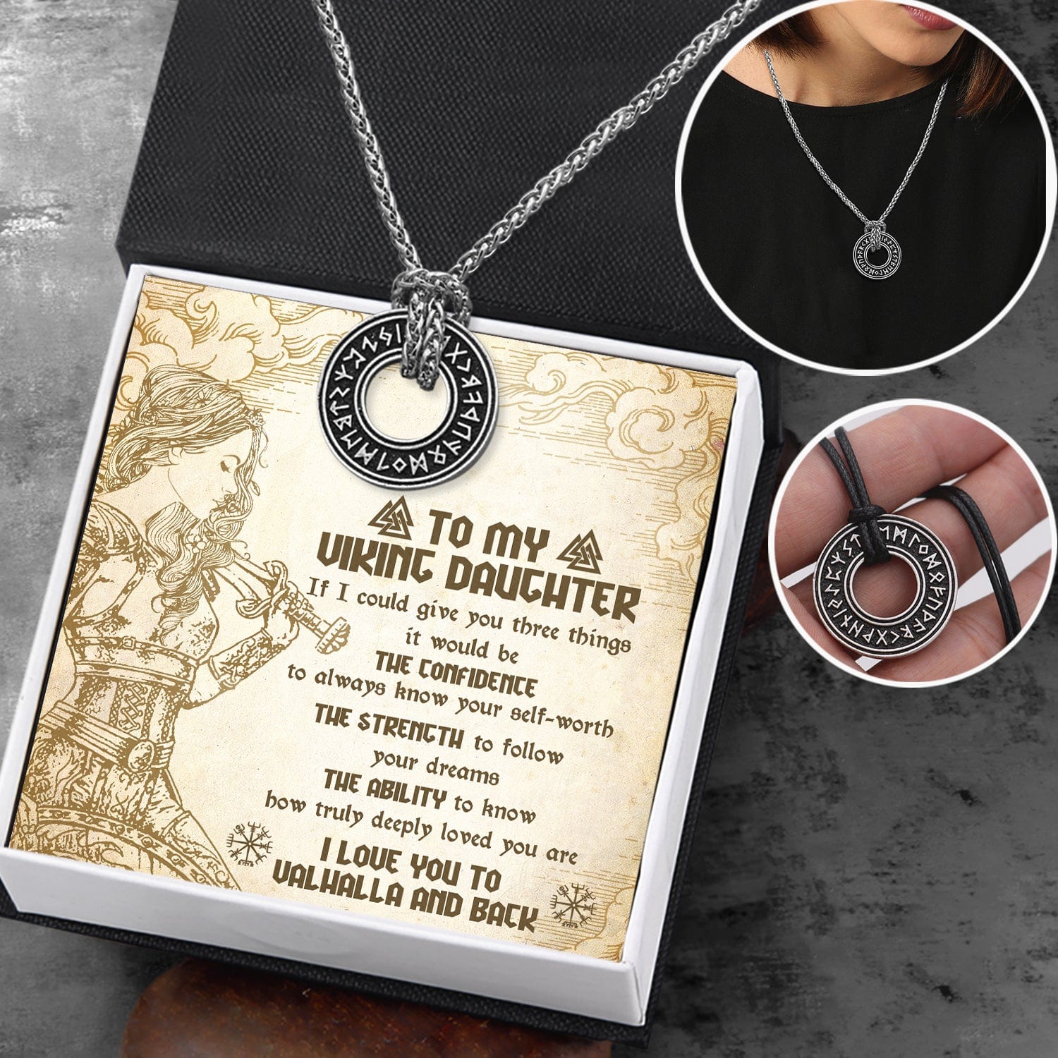 Viking Rune Necklace - Viking - To My Daughter - I Love You To Valhalla And Back - Gndy17003