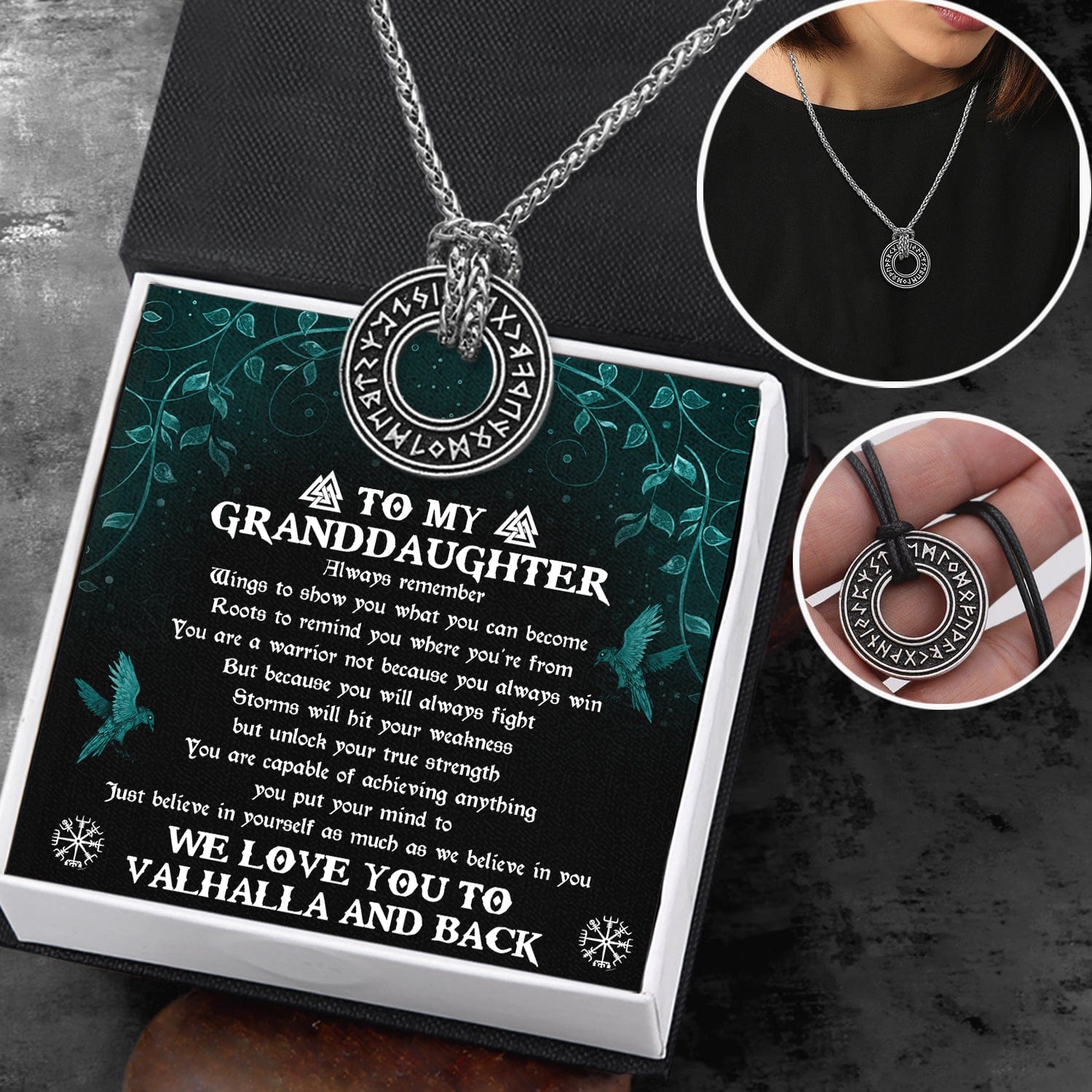 Viking Rune Necklace - Viking - To My Granddaughter - I Love You To Valhalla And Back - Gndy23001