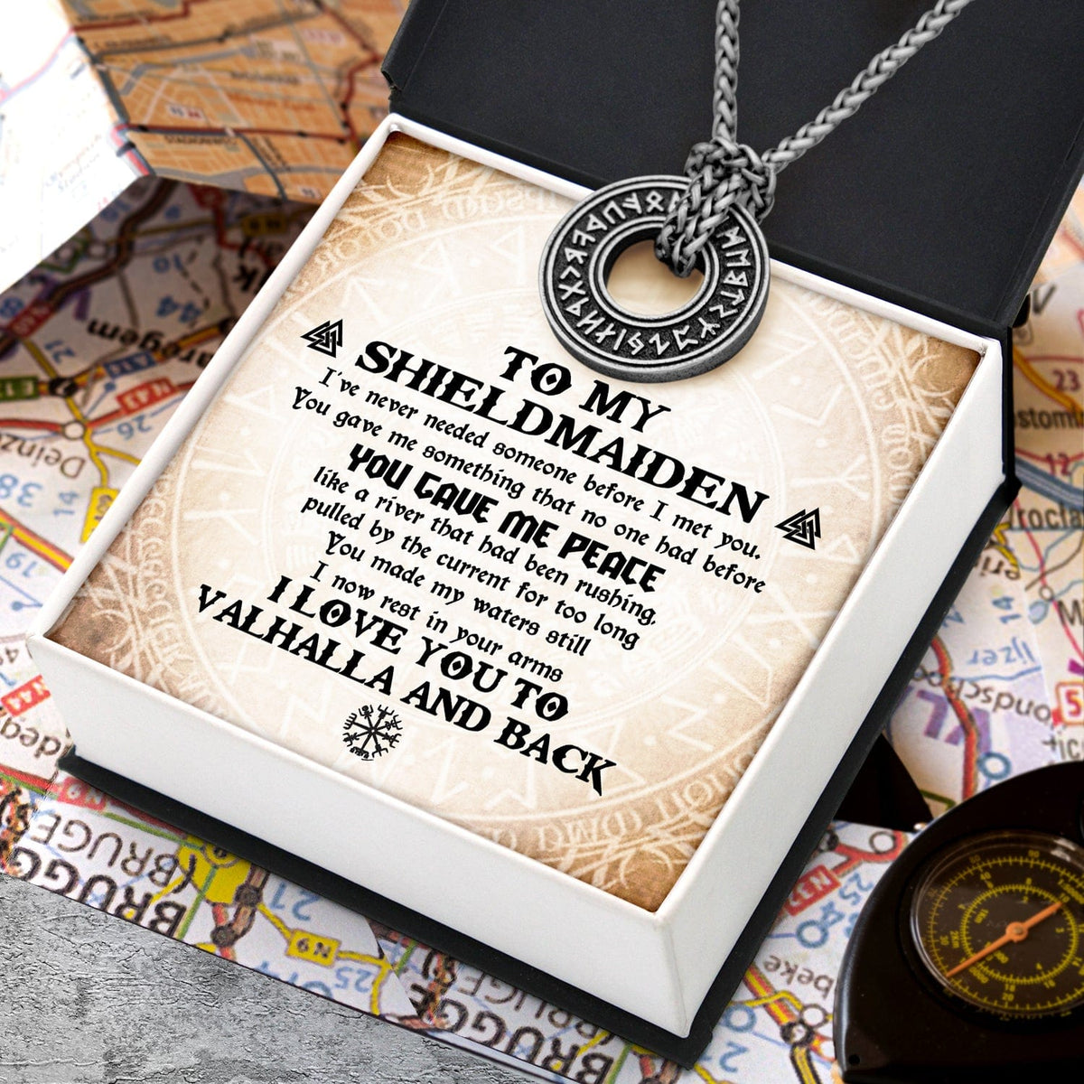 Viking Rune Necklace - Viking - To My Shield Maiden - You Gave Me Peace - Gndy13003