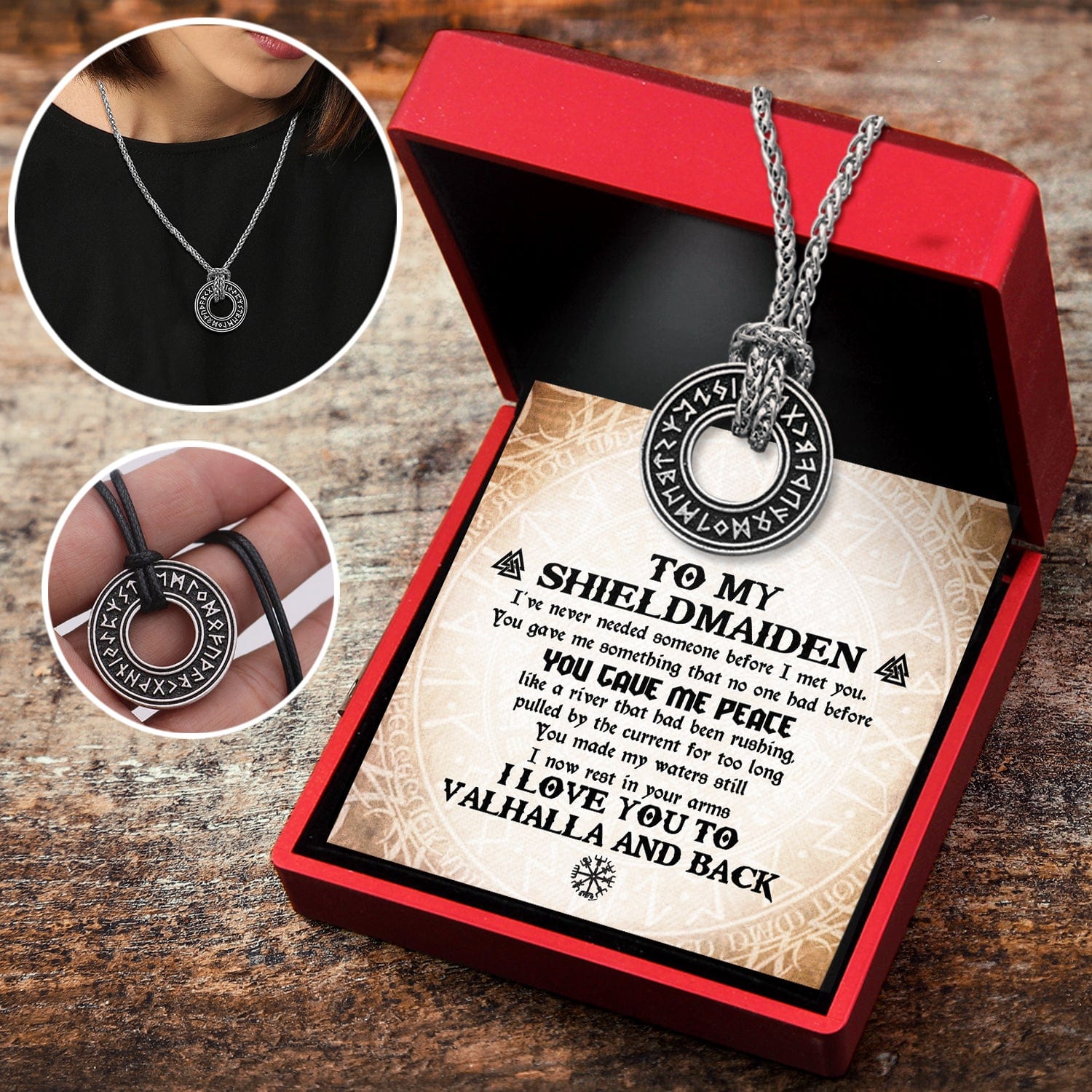 Viking Rune Necklace - Viking - To My Shield Maiden - You Gave Me Peace - Gndy13003