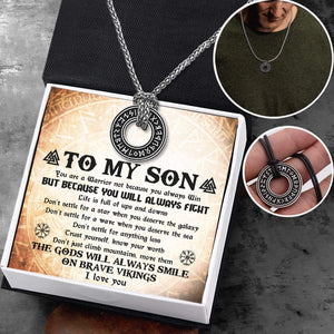 Viking Rune Necklace - Viking - To My Son - Because You Will Always Fight - Gndy16001