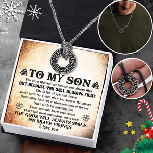 Viking Rune Necklace - Viking - To My Son - Because You Will Always Fight - Gndy16001
