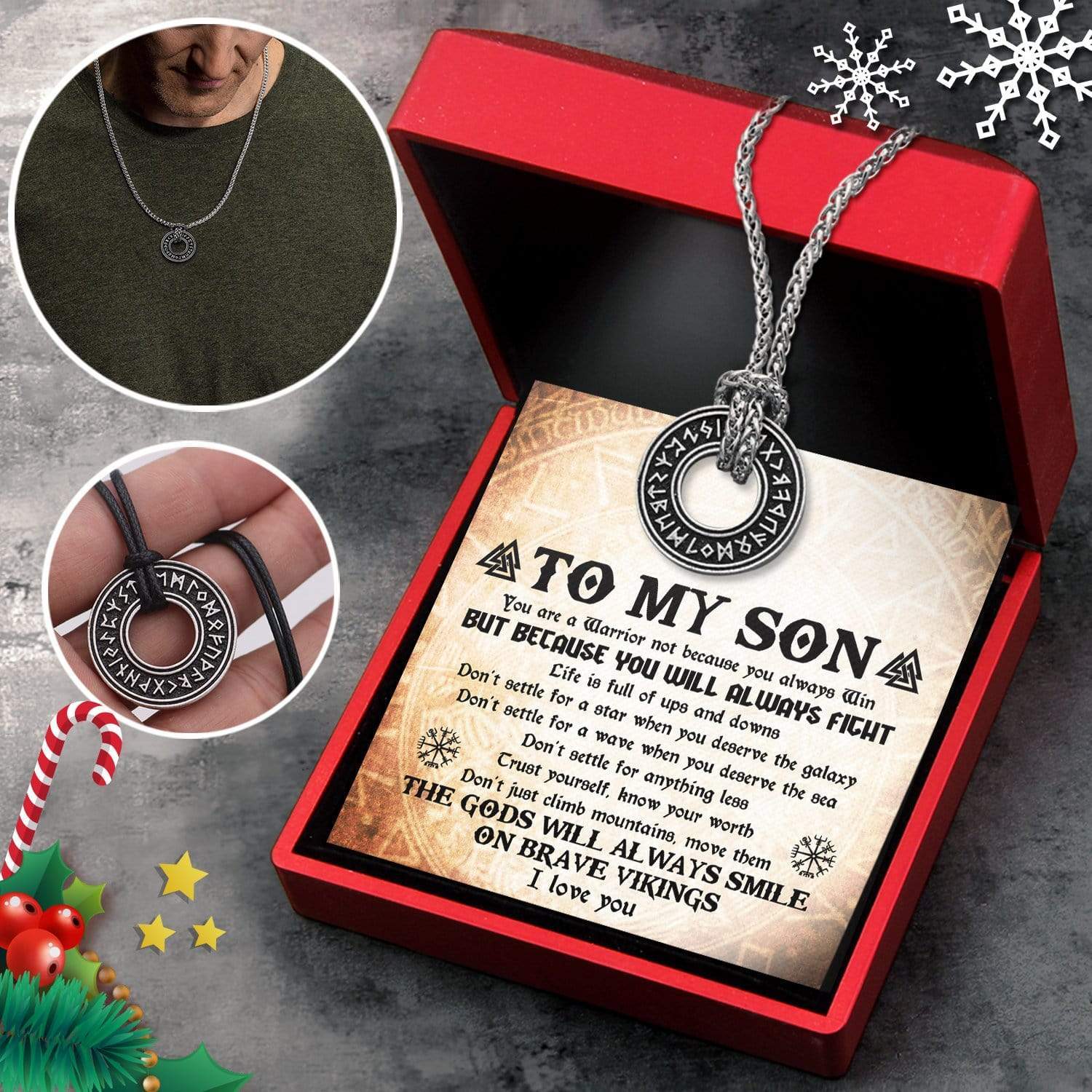 Viking Rune Necklace - Viking - To My Son - Because You Will Always Fight - Gndy16001