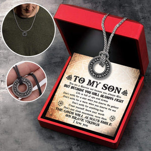 Viking Rune Necklace - Viking - To My Son - Because You Will Always Fight - Gndy16001