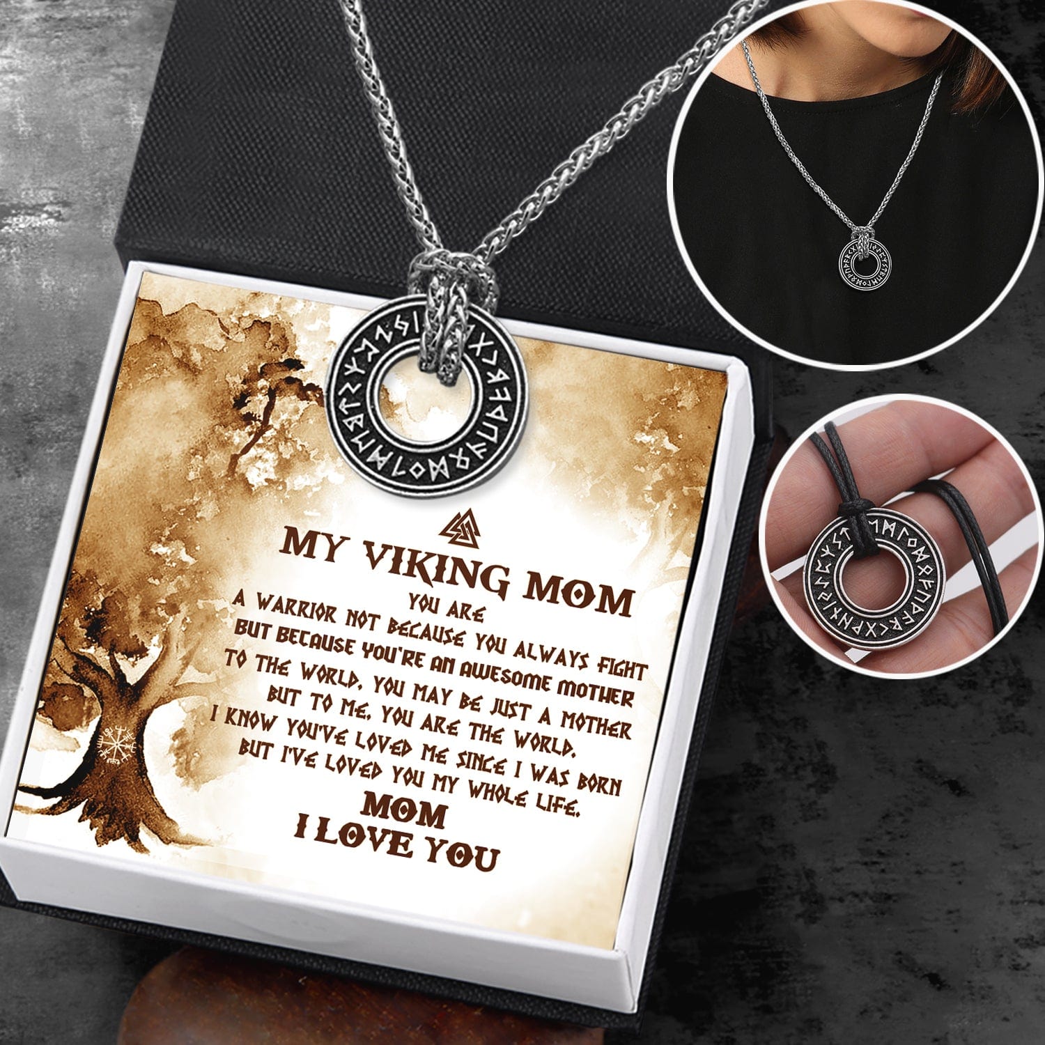 Viking Rune Necklace - Viking - To My Viking Mom - I Love You - Gndy19006