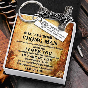 Viking Thor Keychain - My Awesome Viking Man - You Are the Monster I Needed - Gkbv26001