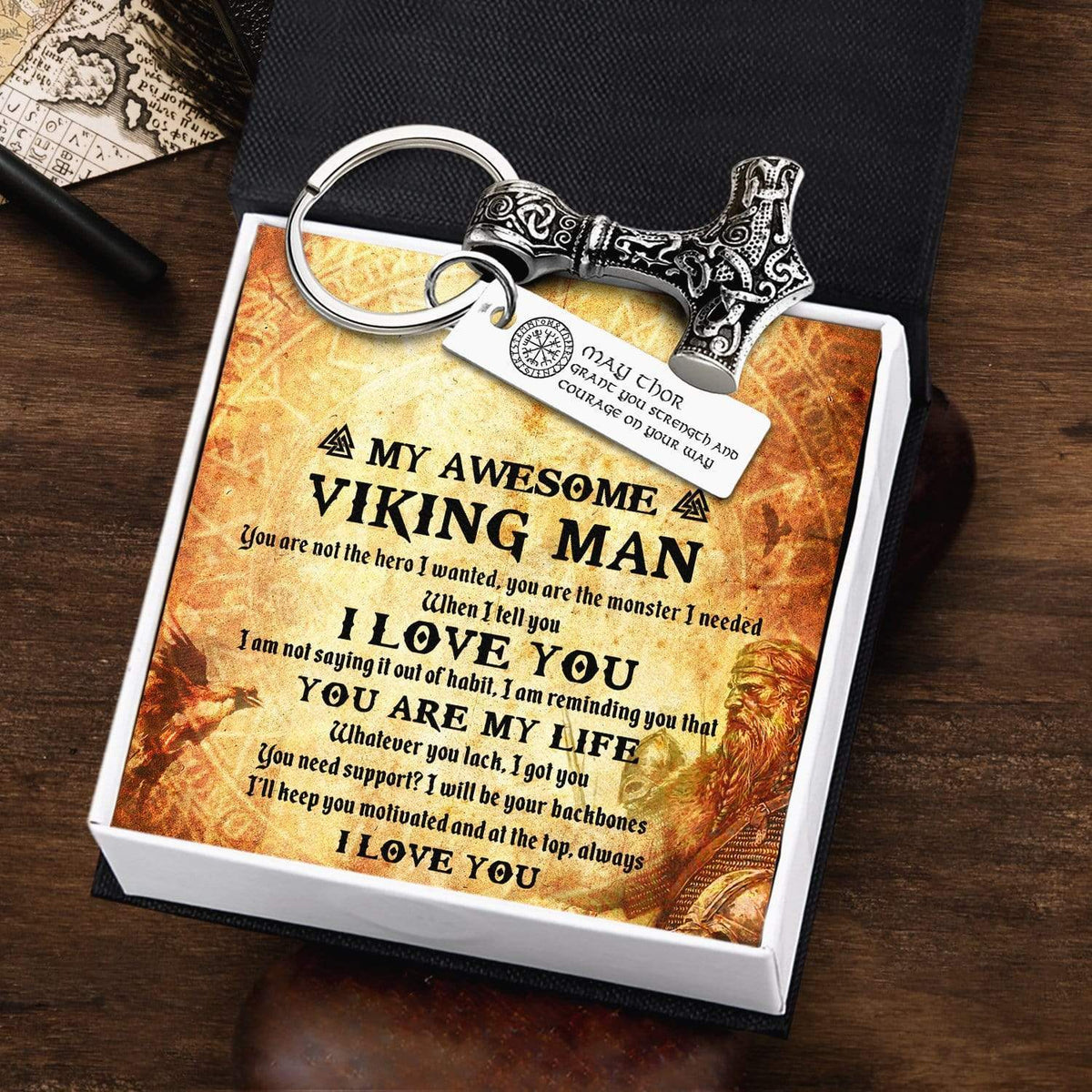 Viking Thor Keychain - My Awesome Viking Man - You Are the Monster I Needed - Gkbv26001