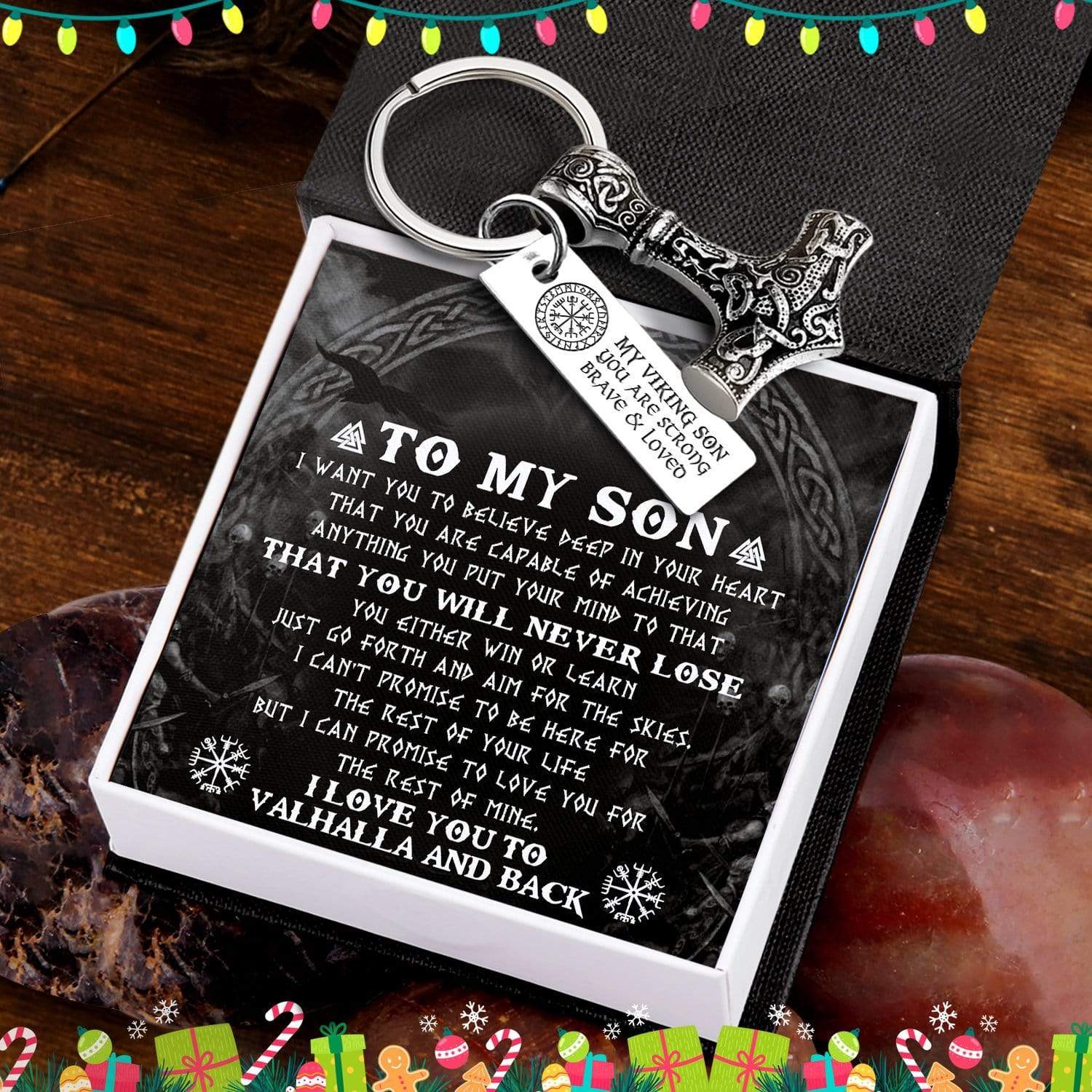 Viking Thor Keychain - Viking - To My Son - You Will Never Lose - Gkbv16004
