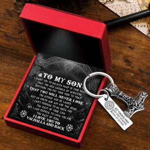 Viking Thor Keychain - Viking - To My Son - You Will Never Lose - Gkbv16004