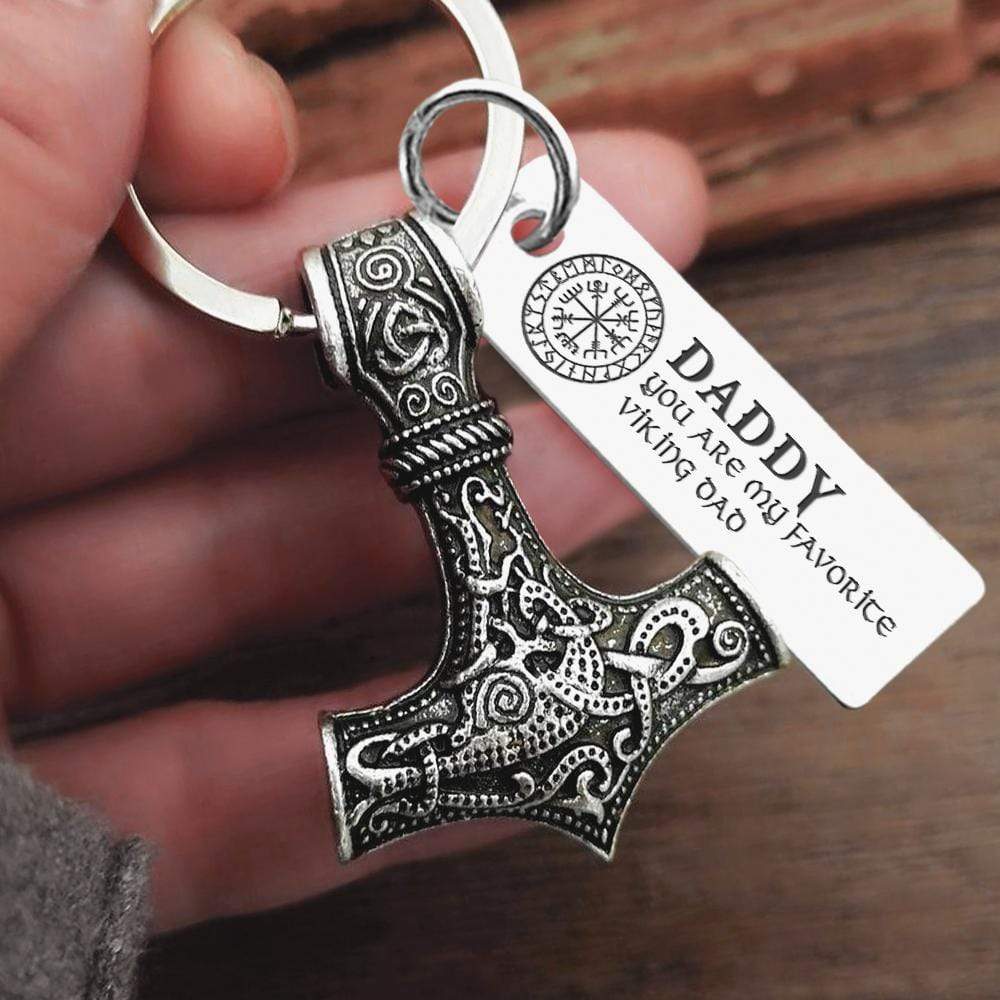 Viking Thor Keychain Viking To My Viking Dad From Daughter I Love You To Valhalla Back Gkbv18001