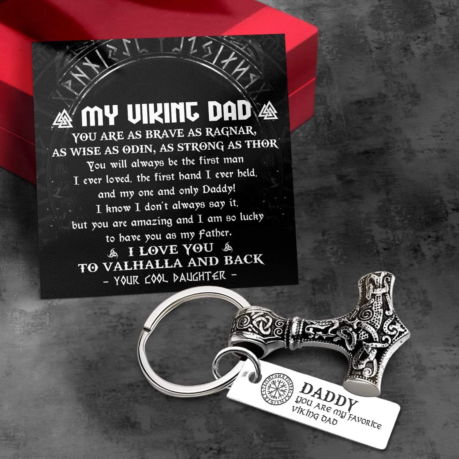 Viking Thor Keychain - Viking - To My Viking Dad - From Daughter - I Love You To Valhalla & Back - Gkbv18001