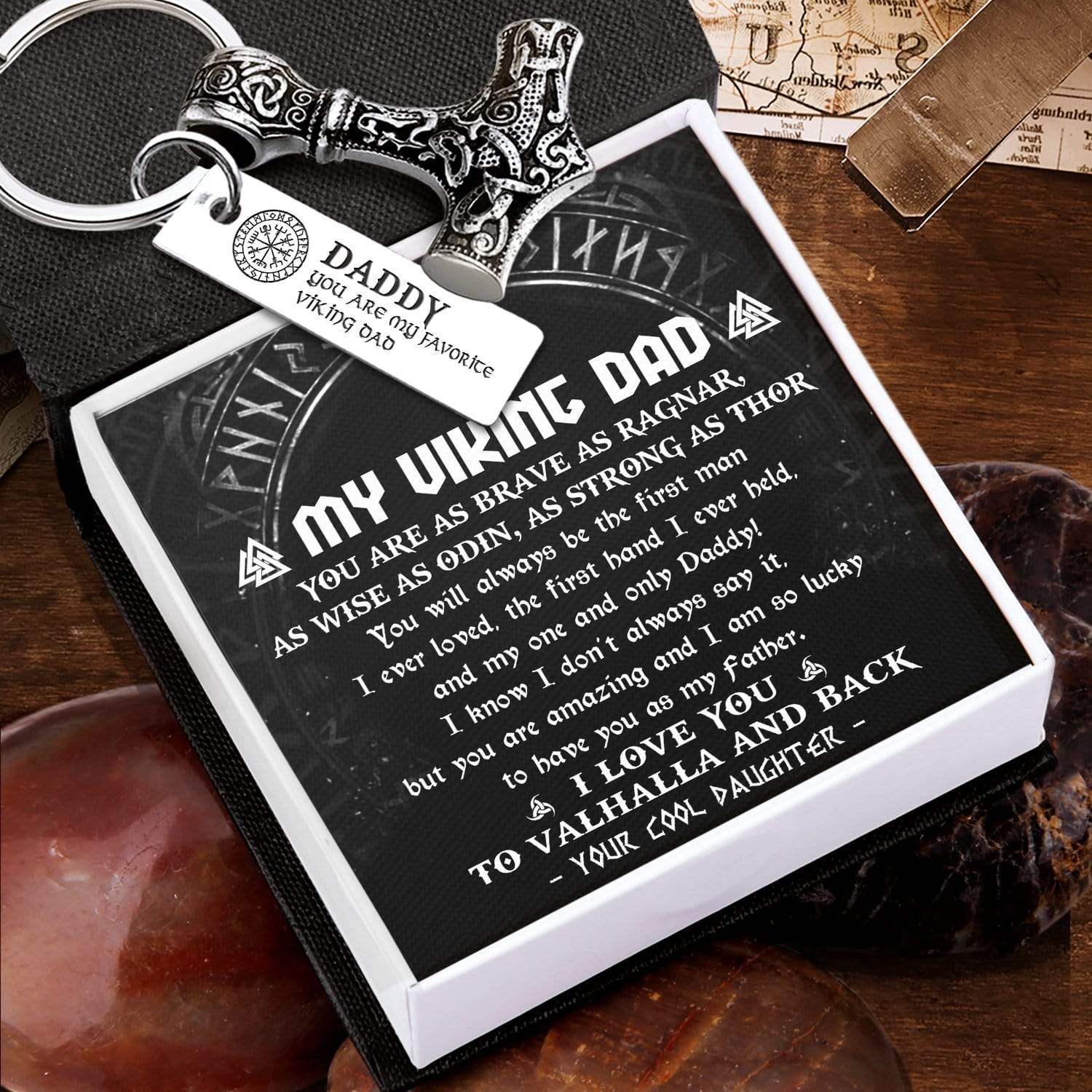 Viking Thor Keychain - Viking - To My Viking Dad - From Daughter - I Love You To Valhalla & Back - Gkbv18001