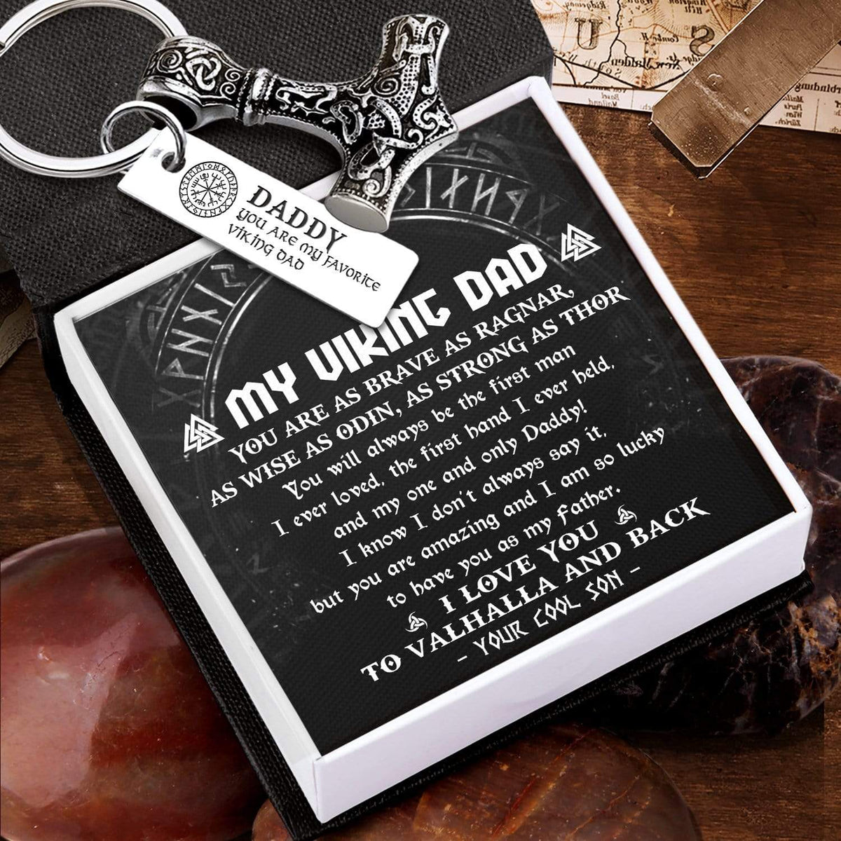 Viking Thor Keychain - Viking - To My Viking Dad - From Son - I Love You To Valhalla & Back - Gkbv18002
