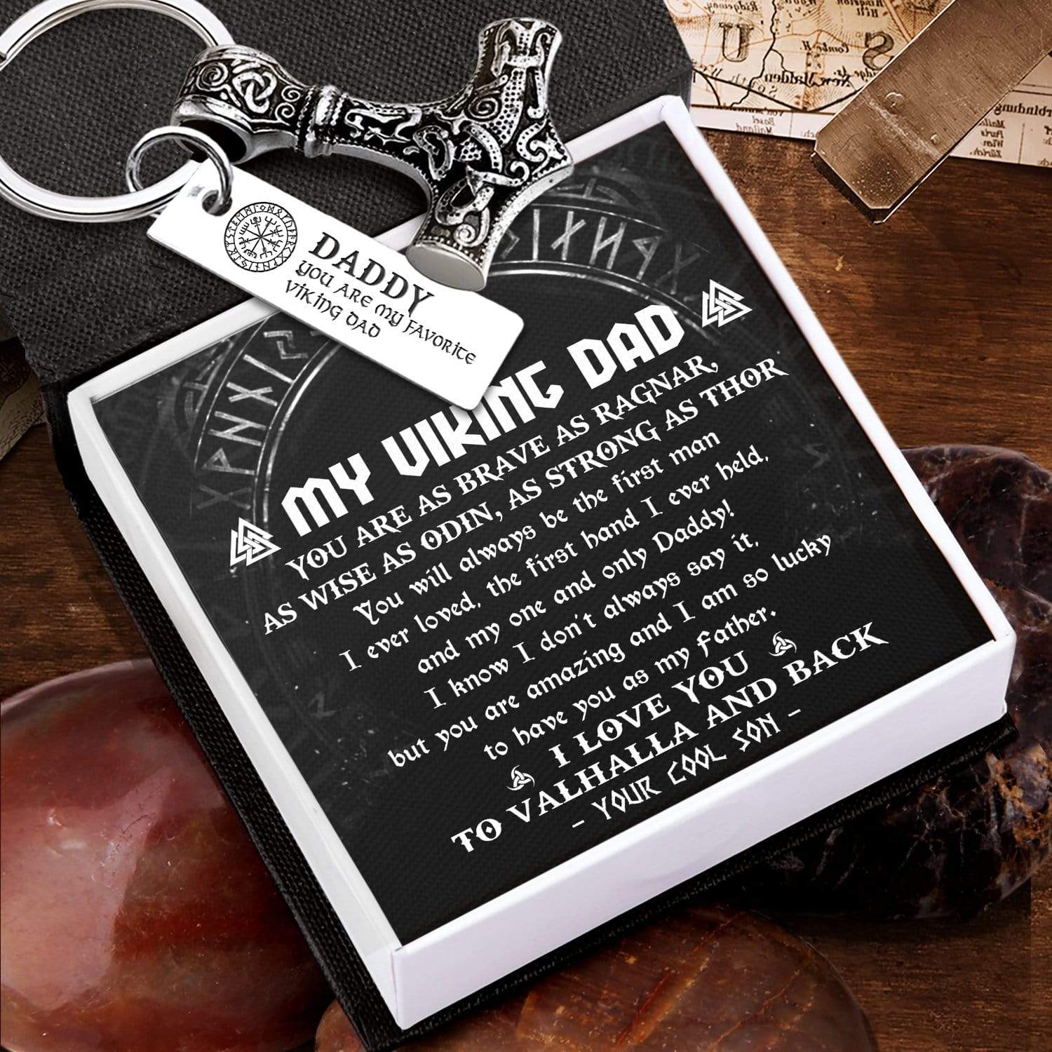 Viking Thor Keychain - Viking - To My Viking Dad - From Son - I Love You To Valhalla & Back - Gkbv18002