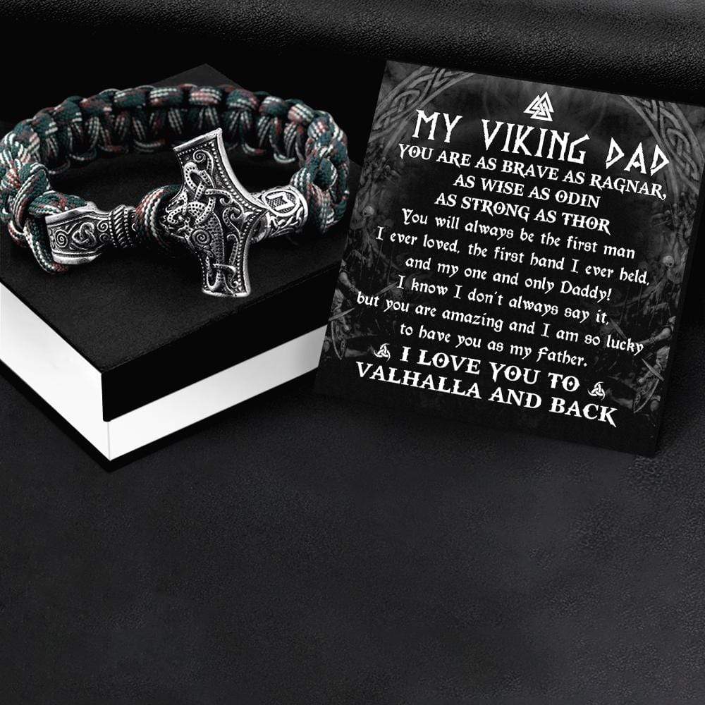 Viking Thor's Hammer Bracelet - Viking - To My Dad - I Love You To Valhalla & Back - Gbo18003
