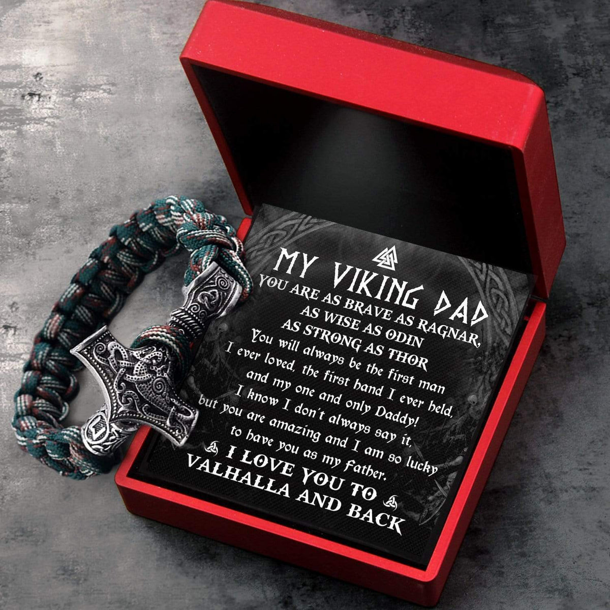Viking Thor's Hammer Bracelet - Viking - To My Dad - I Love You To Valhalla & Back - Gbo18003