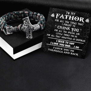 Viking Thor's Hammer Bracelet - Viking - To My Fathor - I Love You To Valhalla & Back - Gbo18004