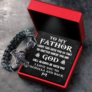 Viking Thor's Hammer Bracelet - Viking - To My Fathor - I Love You To Valhalla & Back - Gbo18005