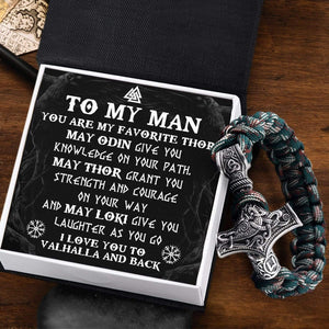 Viking Thor's Hammer Bracelet - Viking - To My Man - I Love You To Valhalla And Back - Gbo26002