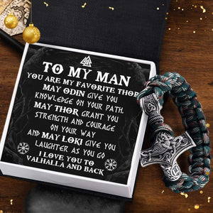 Viking Thor's Hammer Bracelet - Viking - To My Man - I Love You To Valhalla And Back - Gbo26002