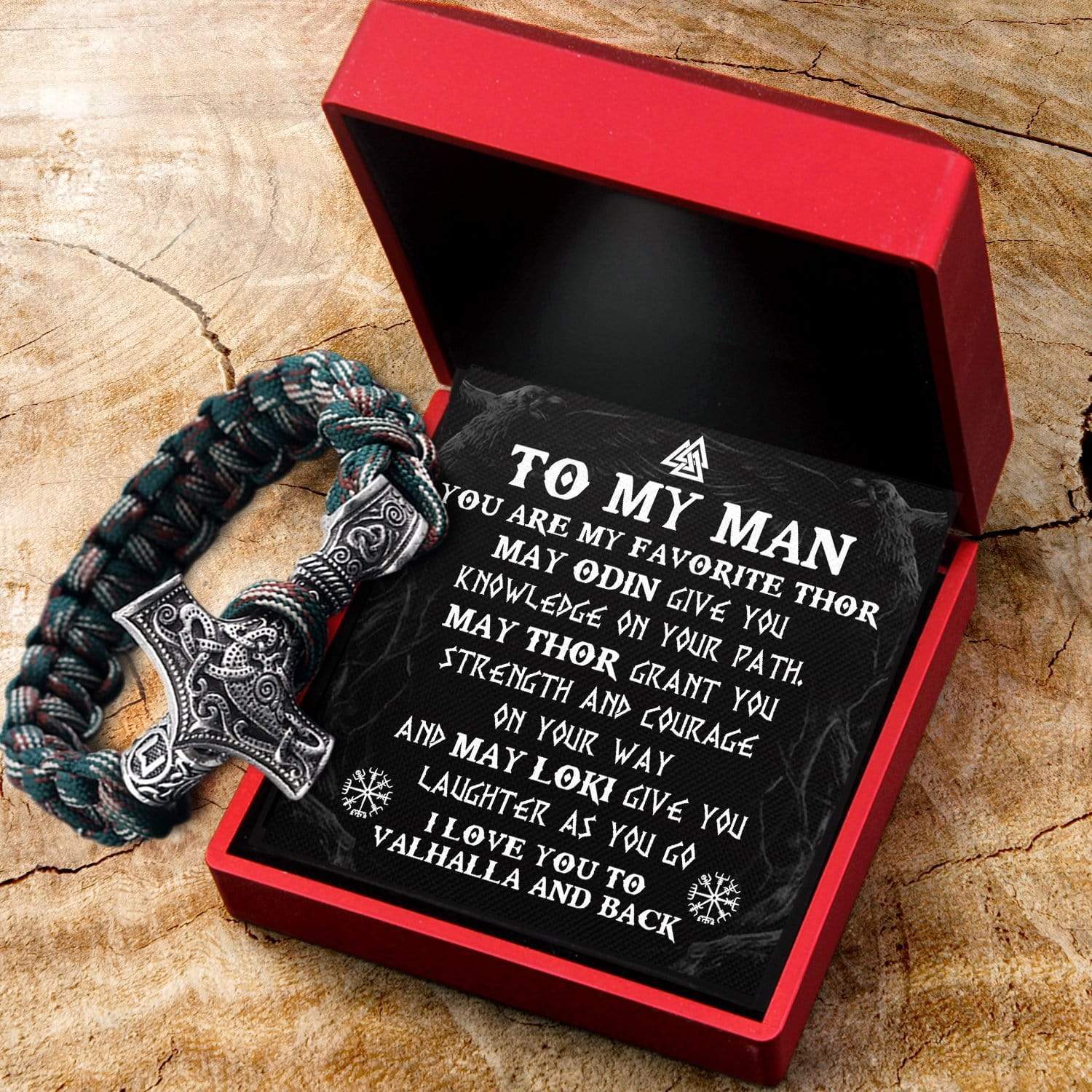 Viking Thor's Hammer Bracelet - Viking - To My Man - I Love You To Valhalla And Back - Gbo26002