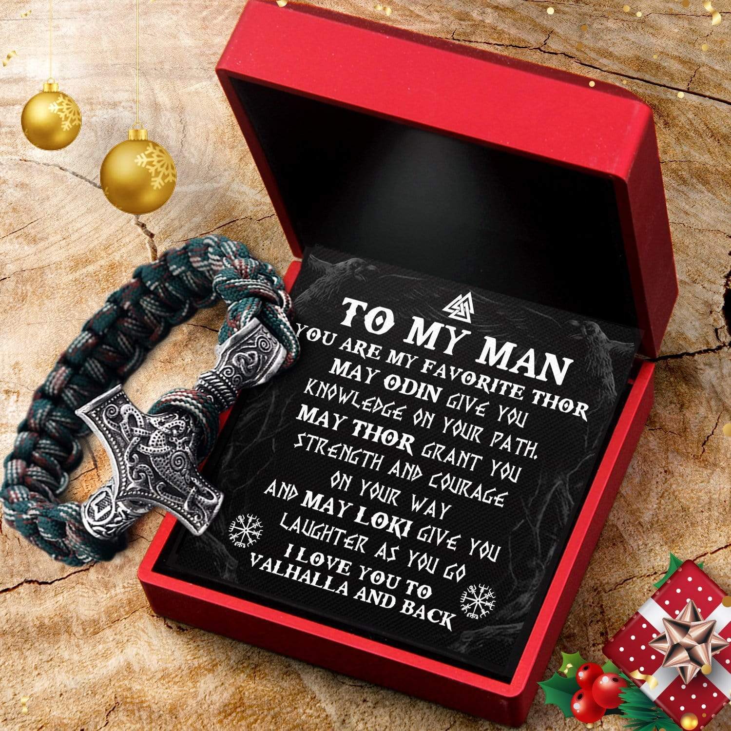 Viking Thor's Hammer Bracelet - Viking - To My Man - I Love You To Valhalla And Back - Gbo26002