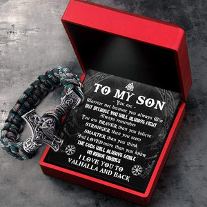 Viking Thor's Hammer Bracelet - Viking - To My Son - The Gods Will Always Smile On Brave Vikings - Gbo16001