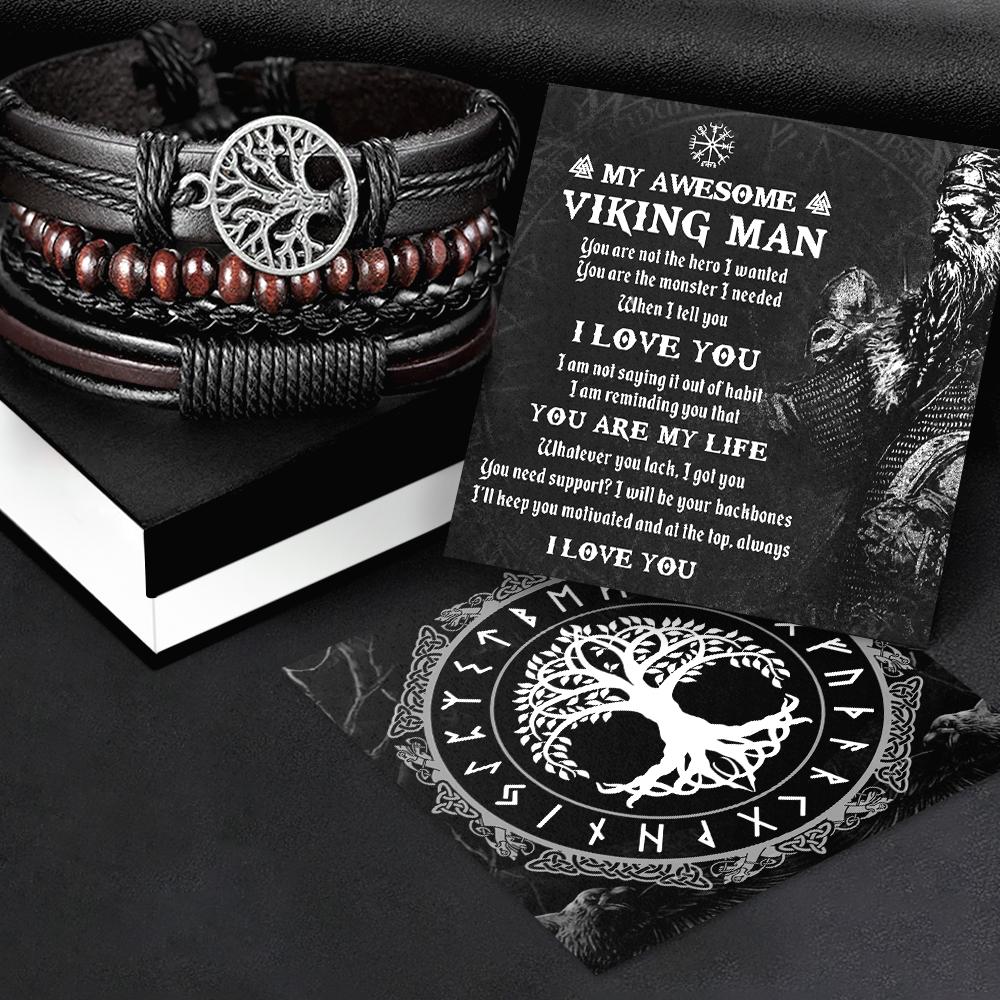 Viking Yggdrasil Bracelet - My Awesome Viking Man - You Are The Monster I Needed - Gbag26001