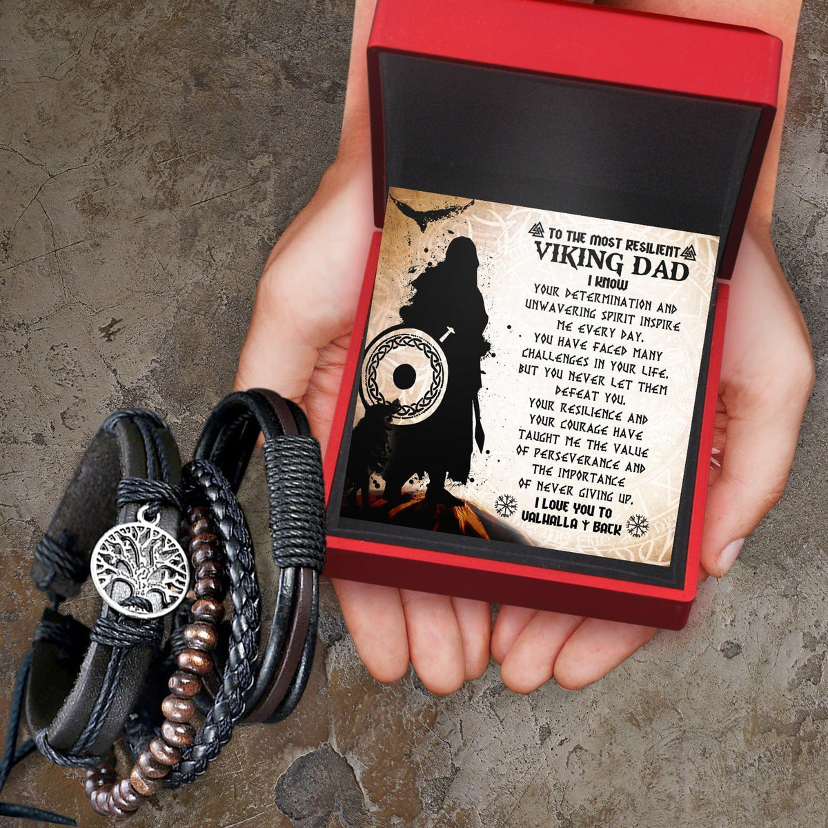 Viking Yggdrasil Bracelet - Viking - To My Viking Dad - I Love You To Valhalla & Back - Gbag18001