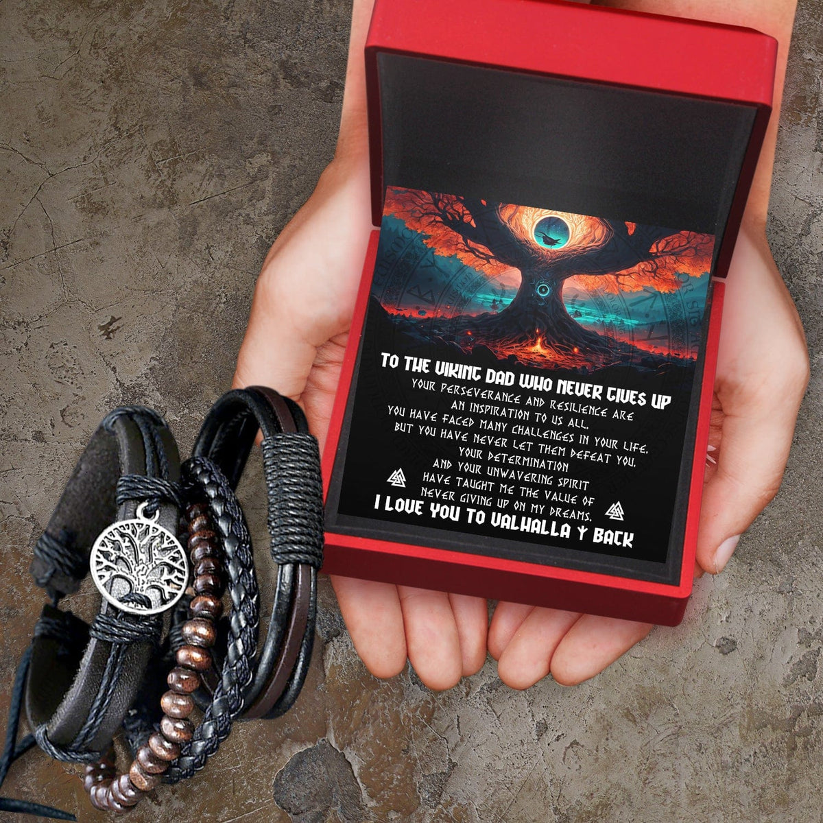 Viking Yggdrasil Bracelet - Viking - To My Viking Dad - Never Giving Up On My Dreams - Gbag18005