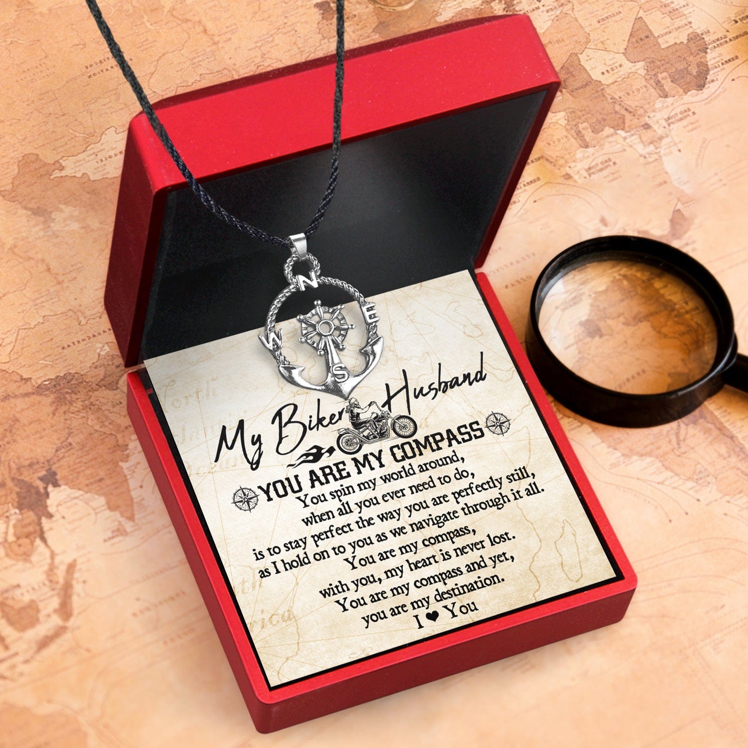 Anchor and discount compass necklace