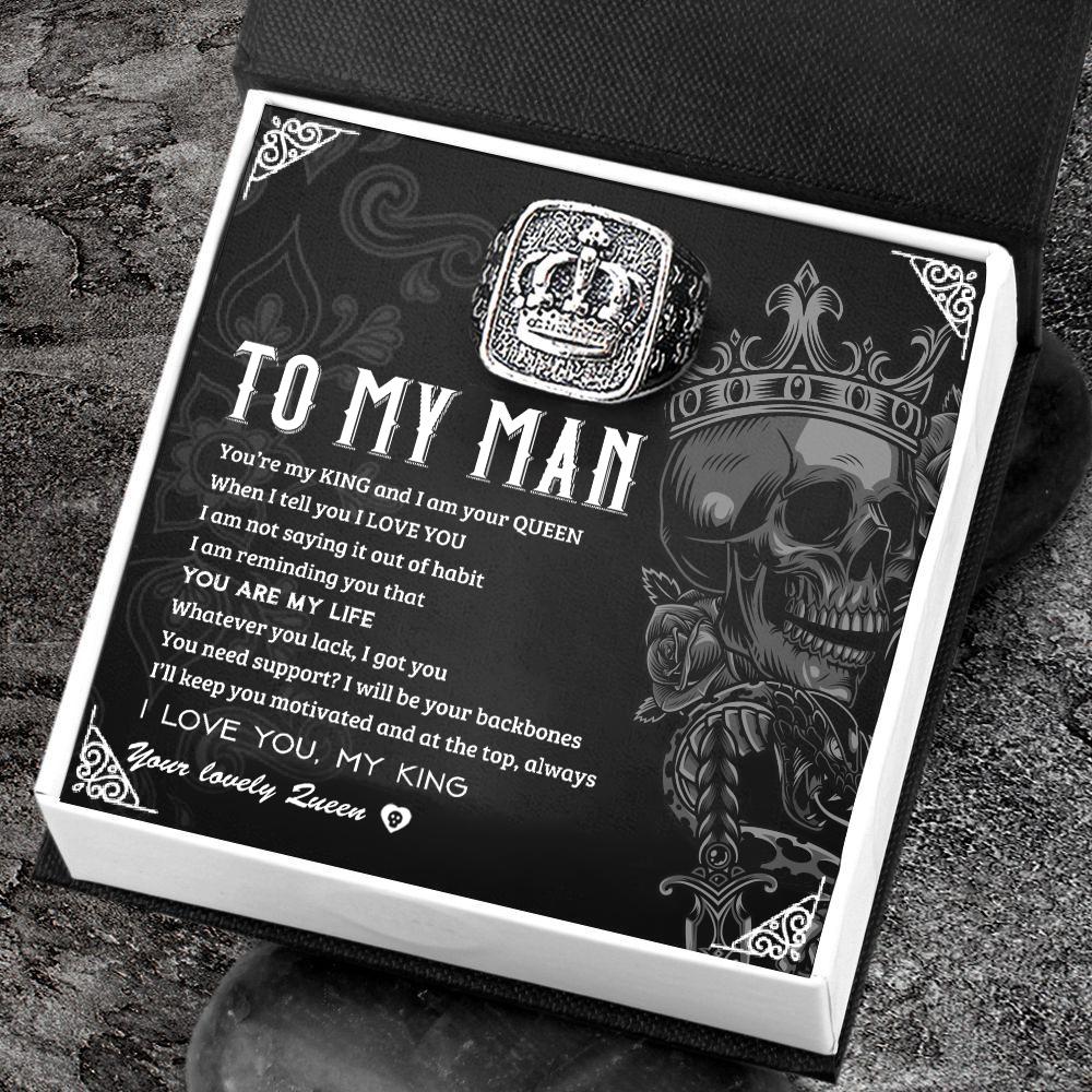 Vintage Crown Ring - Skull - To My Man - You Are My King And I Am Your Queen - Grd26001