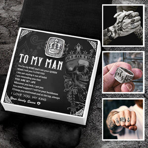Vintage Crown Ring - Skull - To My Man - You Are My King And I Am Your Queen - Grd26001