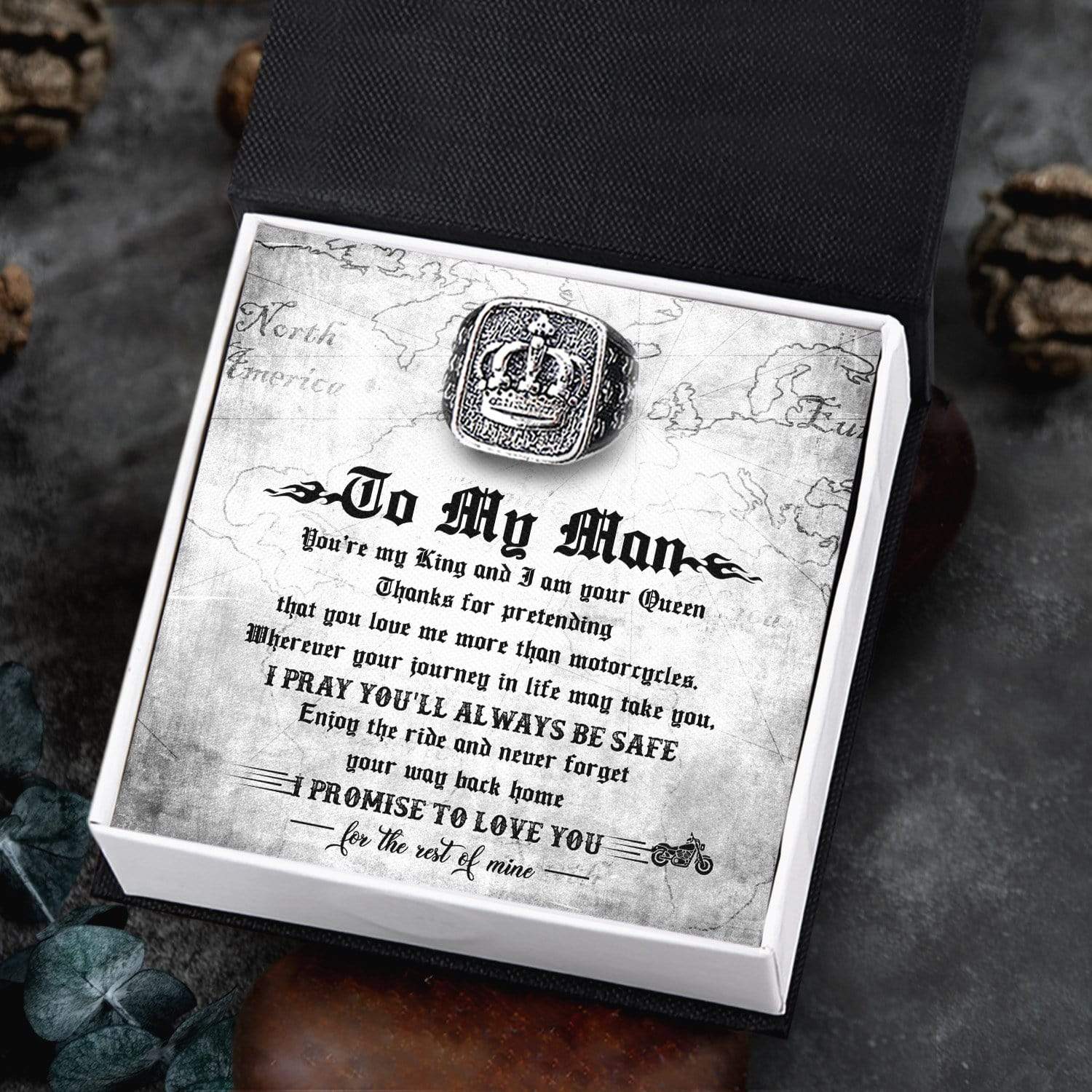 Vintage Crown Ring - To My Man - You Are My King And I Am Your Queen - Grd26006