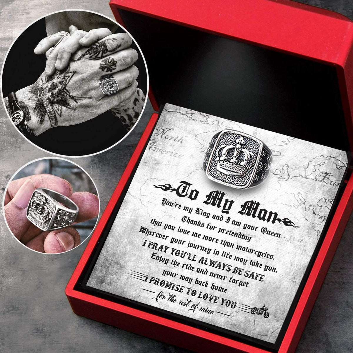 Vintage Crown Ring - To My Man - You Are My King And I Am Your Queen - Grd26006