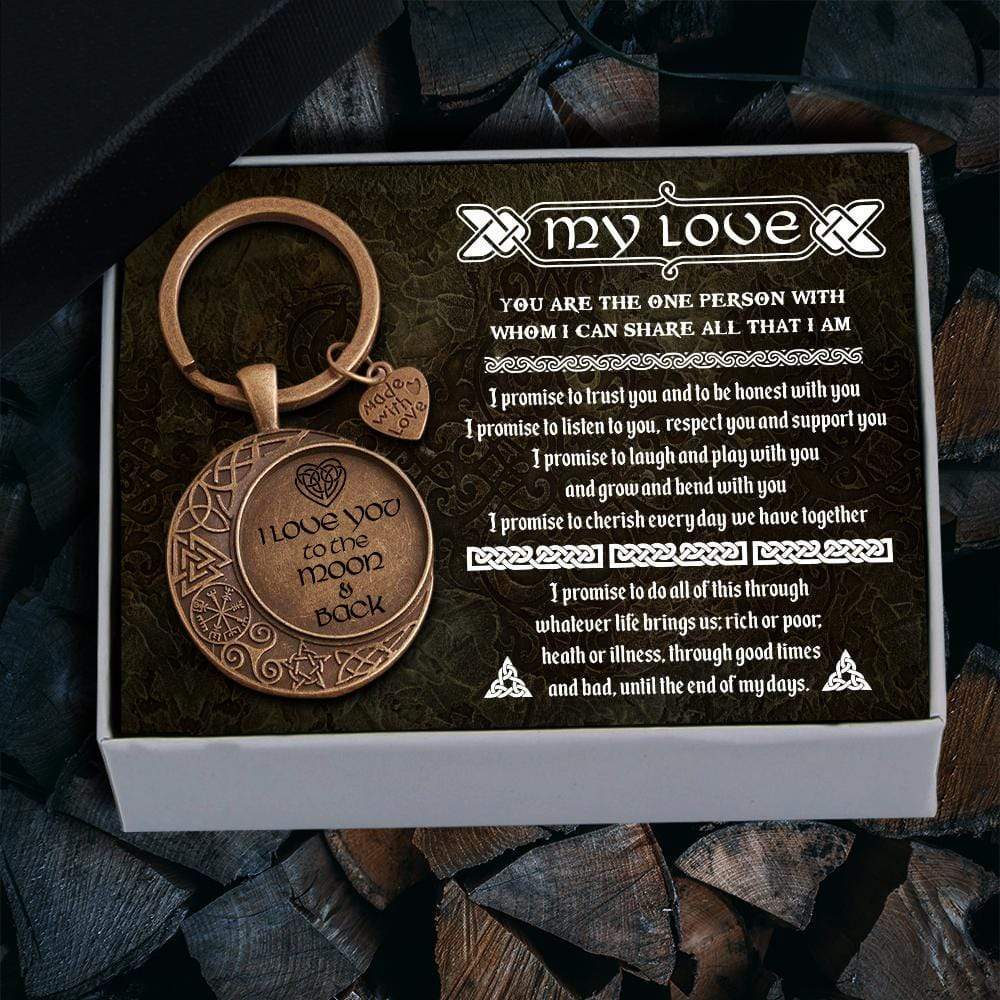 Vintage Moon Keychain - My Love - I Promise To Cherish Every Day We Have Together - Gkcb13003