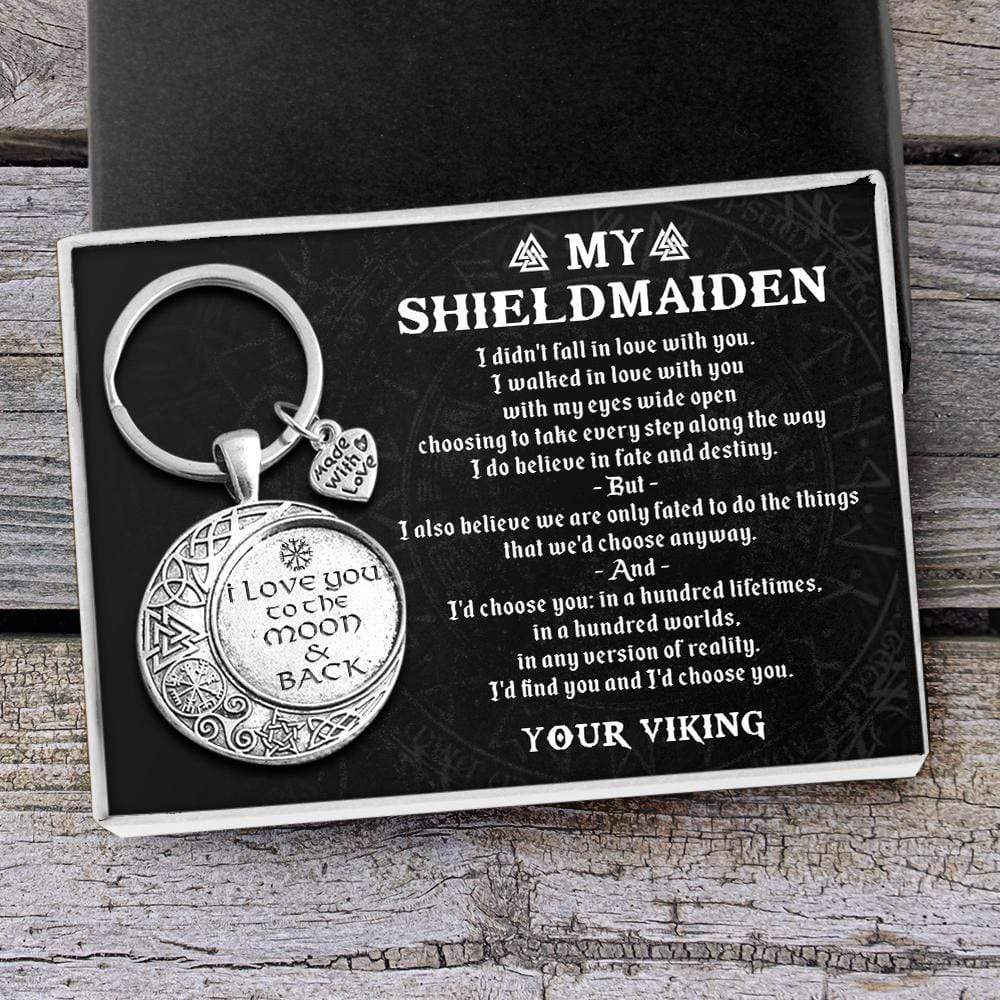 Vintage Moon Keychain - My Shieldmaiden - I Love You To The Moon And Back - Gkcb13002
