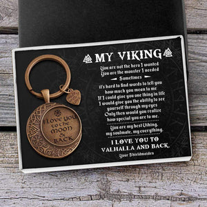 Vintage Moon Keychain - My Viking - I Love You To Valhalla And Back - Gkcb26001