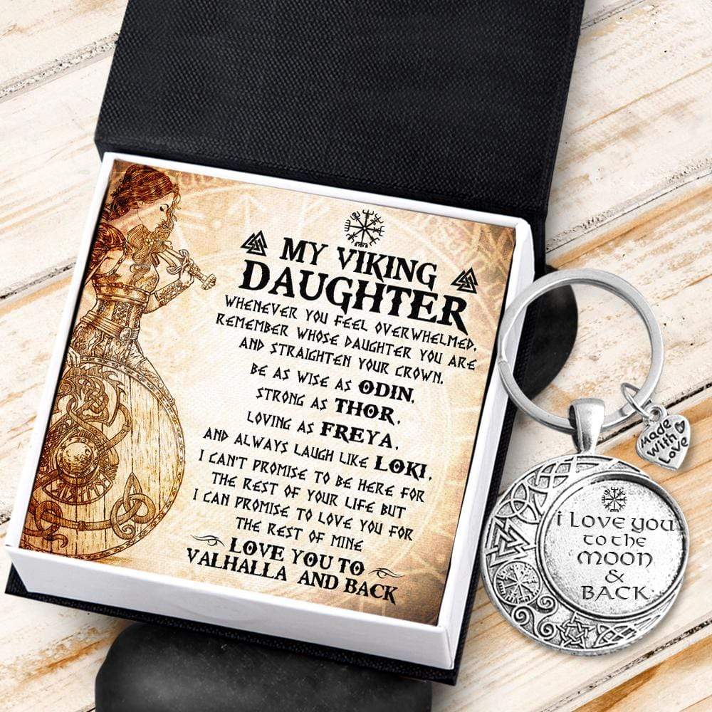 Vintage Moon Keychain - Viking - To My Daughter - Straighten Your Crown - Gkcb17001