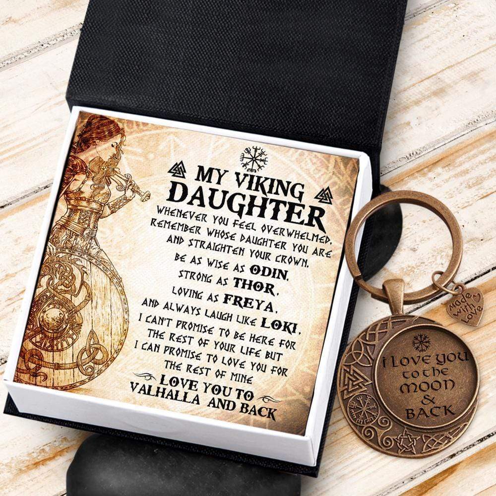 Vintage Moon Keychain - Viking - To My Daughter - Straighten Your Crown - Gkcb17001