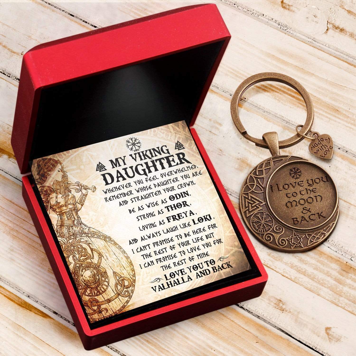 Vintage Moon Keychain - Viking - To My Daughter - Straighten Your Crown - Gkcb17001