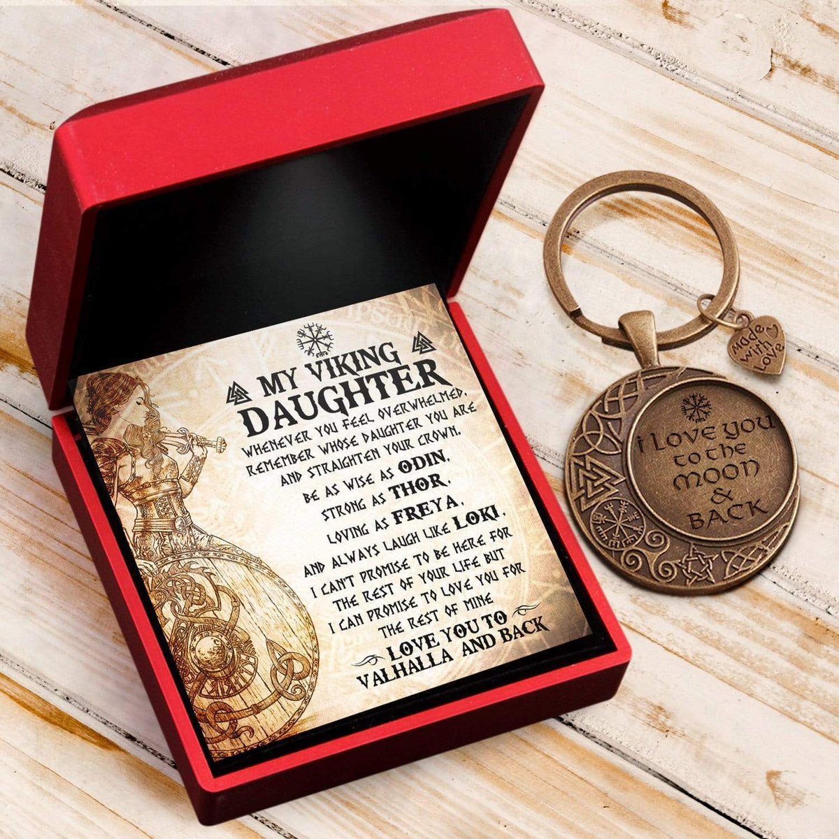Vintage Moon Keychain - Viking - To My Daughter - Straighten Your Crown - Gkcb17001
