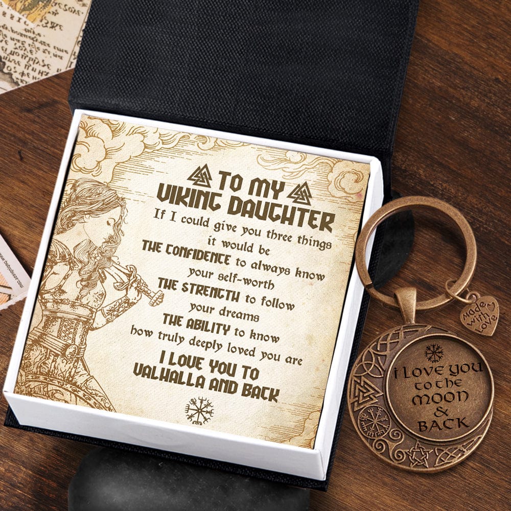 Vintage Moon Keychain - Viking - To My Daughter - Straighten Your Crown - Gkcb17002
