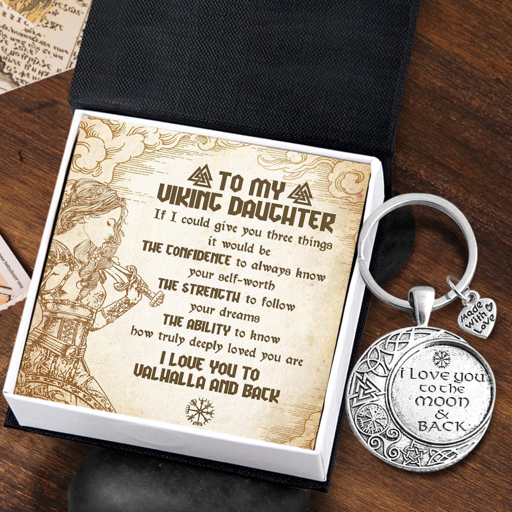 Vintage Moon Keychain - Viking - To My Daughter - Straighten Your Crown - Gkcb17002