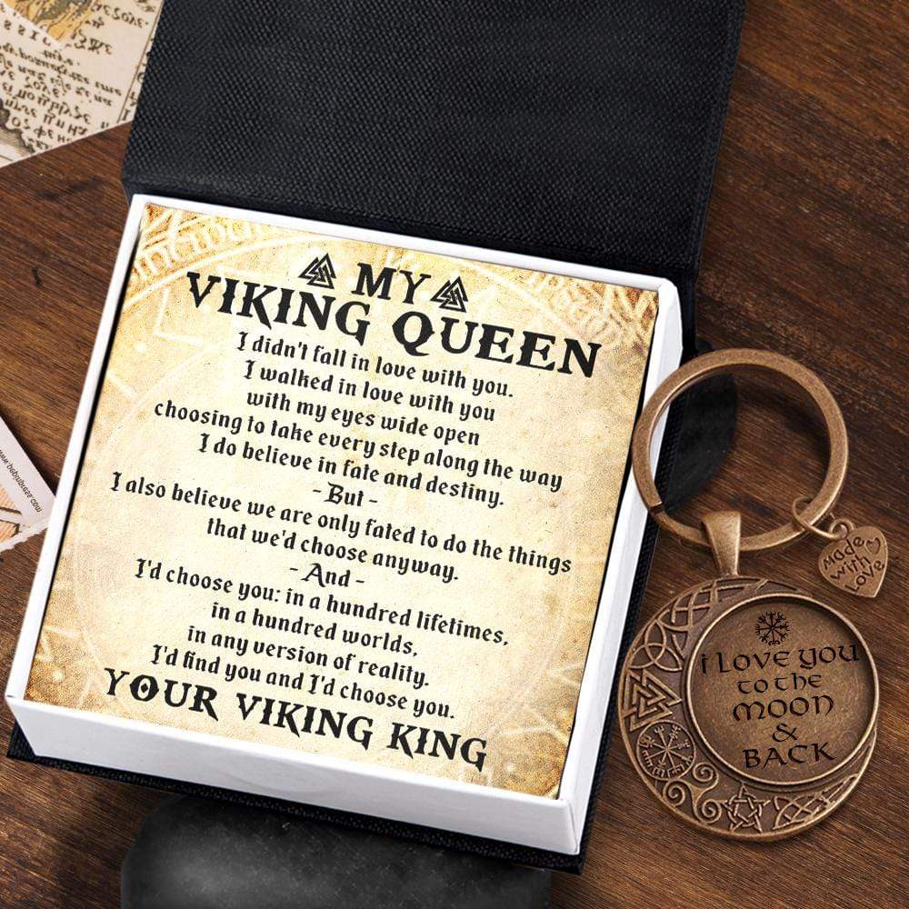 Vintage Moon Keychain - Viking - To My Queen - A Hundred Lifetimes - Gkcb13007