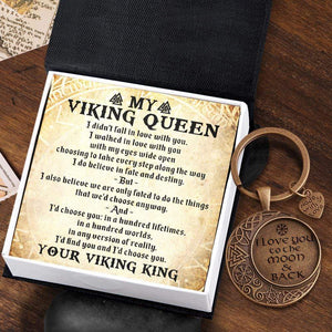 Vintage Moon Keychain - Viking - To My Queen - A Hundred Lifetimes - Gkcb13007