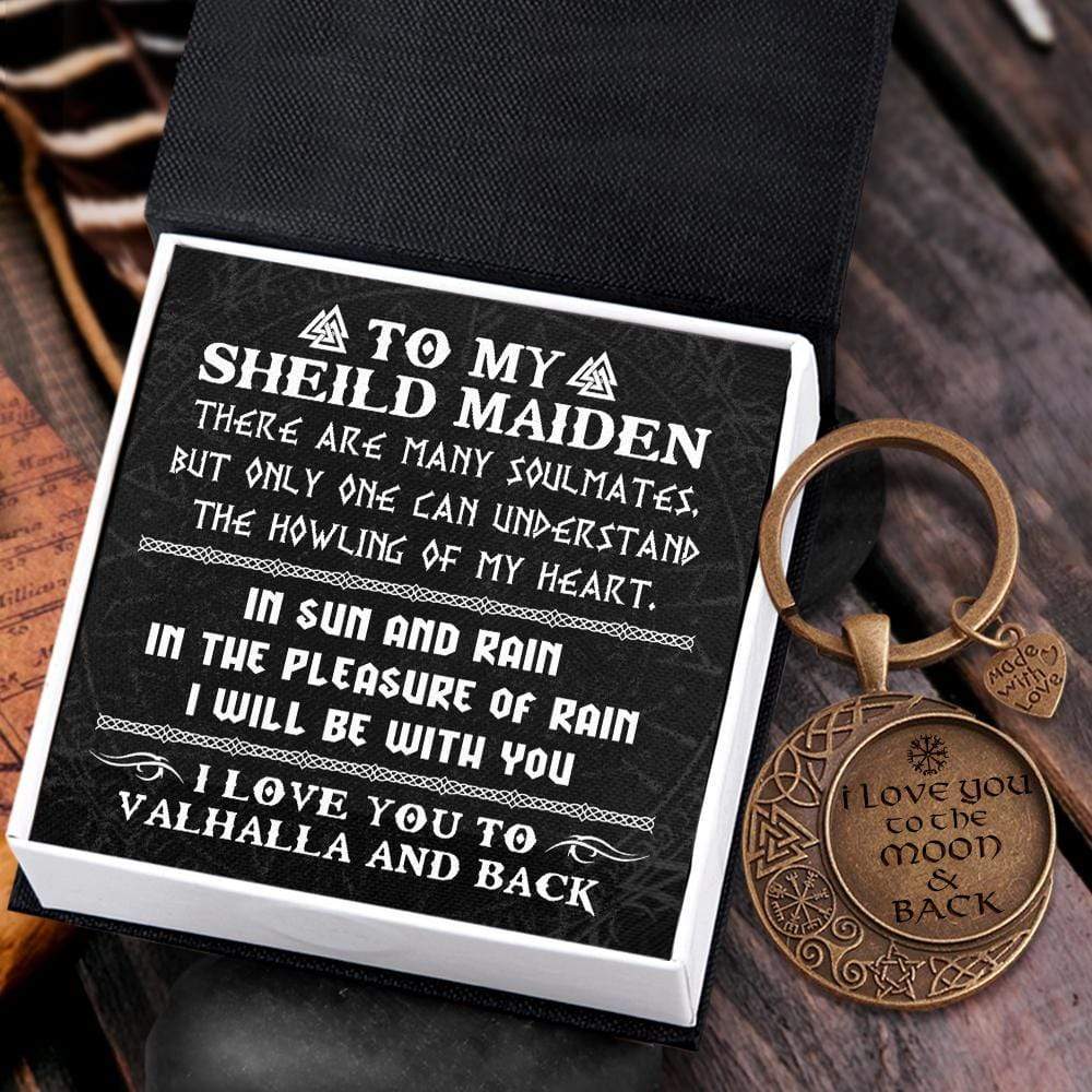 Vintage Moon Keychain - Viking - To My Sheild Maiden - I Will Be With You - Gkcb13008
